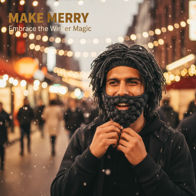 ⏰Punk stílusú sapka egyszerű parókával és kötött szakállal