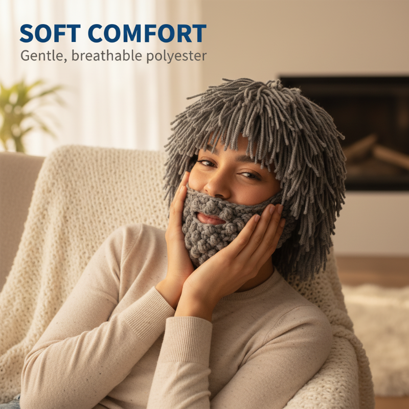 ⏰Punk stílusú sapka egyszerű parókával és kötött szakállal