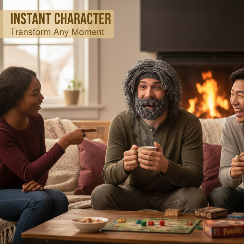 ⏰Punk stílusú sapka egyszerű parókával és kötött szakállal