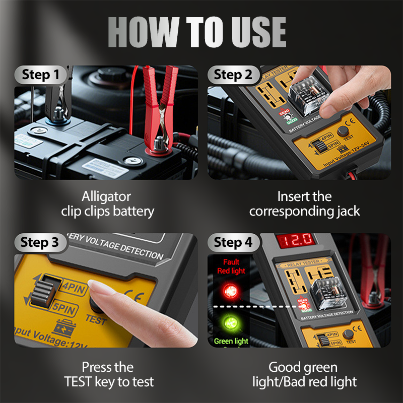 Autóipari relé feszültségmérő LED kijelzővel