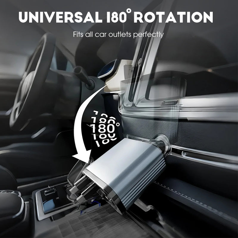 Ultragyors autós töltő visszahúzható kábelekkel és Starlight hangulatvilágítással