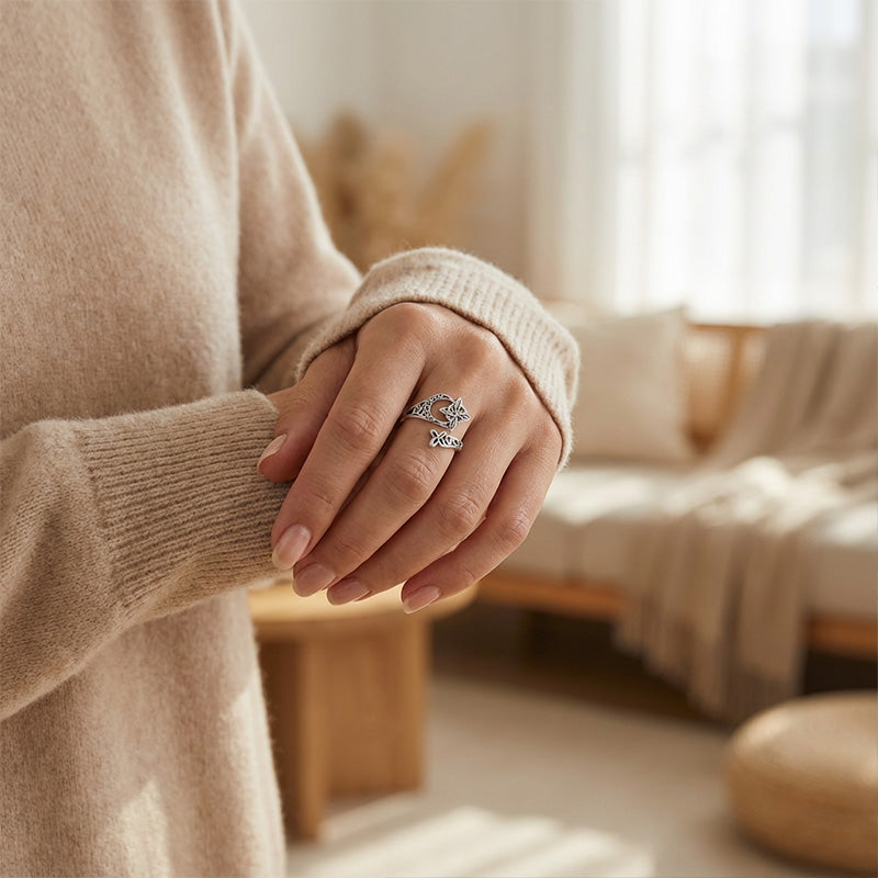 Nyitott kelta mintás gyűrű, 925 ezüstből