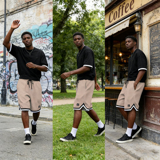 🩳 Szalagzsinórral és csíkos szegéllyel ellátott edzőshorts – légáteresztő, gyorsan száradó és könnyű