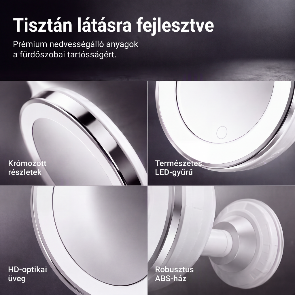 💄Időkorlátos 50% kedvezmény! 💡 10-szeres nagyítású sminktükör LED-fénnyel és tapadókoronggal