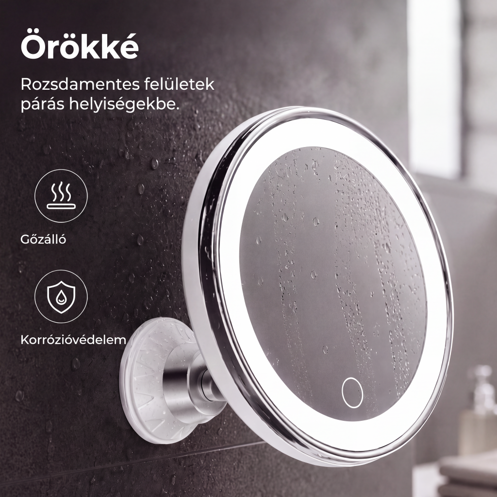 💄Időkorlátos 50% kedvezmény! 💡 10-szeres nagyítású sminktükör LED-fénnyel és tapadókoronggal
