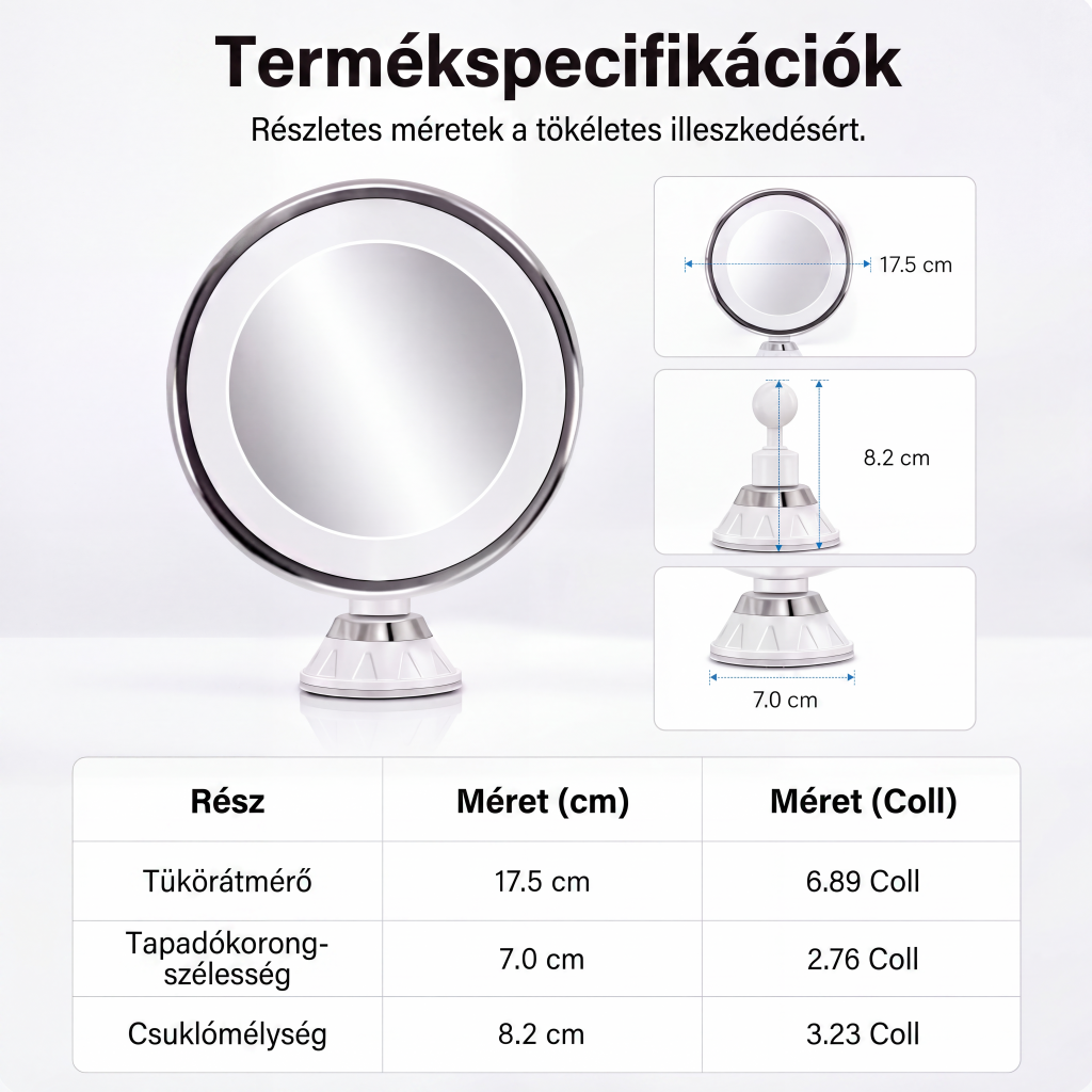💄Időkorlátos 50% kedvezmény! 💡 10-szeres nagyítású sminktükör LED-fénnyel és tapadókoronggal