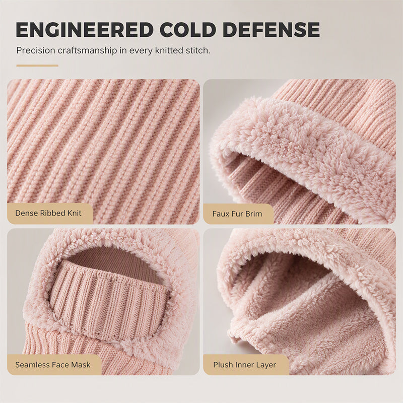 Női téli egyrészes kötött sapka sál maszk