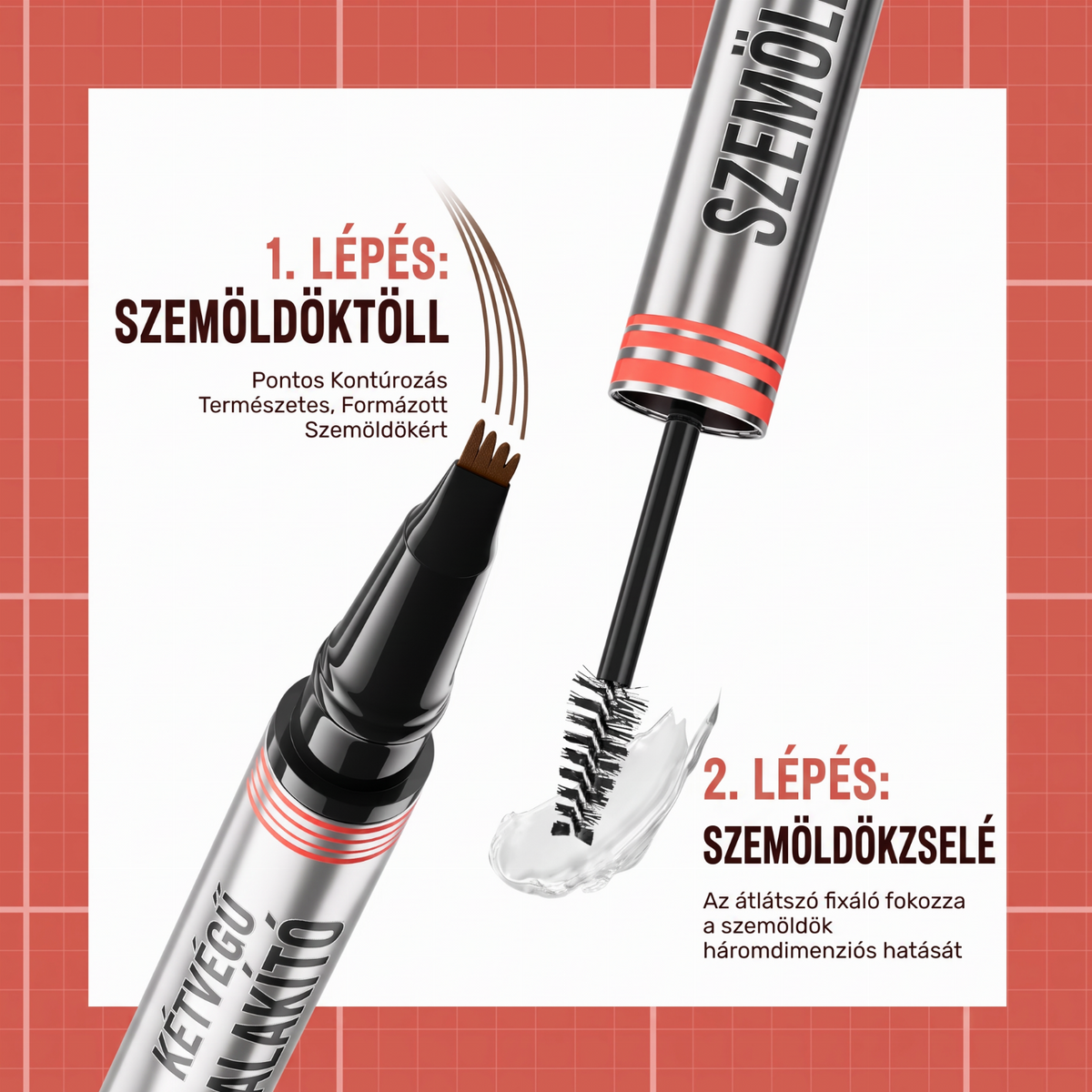 🔥2 az 1-ben szemceruza és szemöldökfixáló gél – sűrűbb és természetesebb szemöldökformázáshoz🥳
